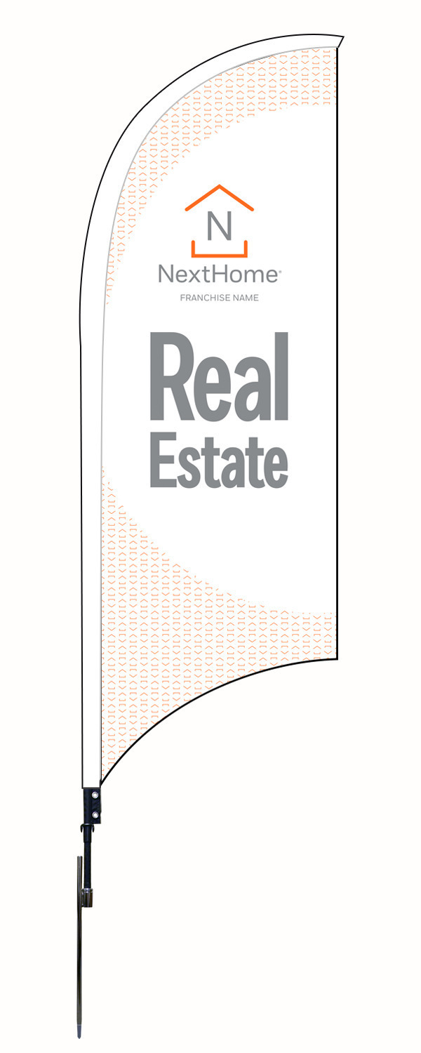 Real Estate Feather Flag Unit, 9-Foot- Printed on both sides